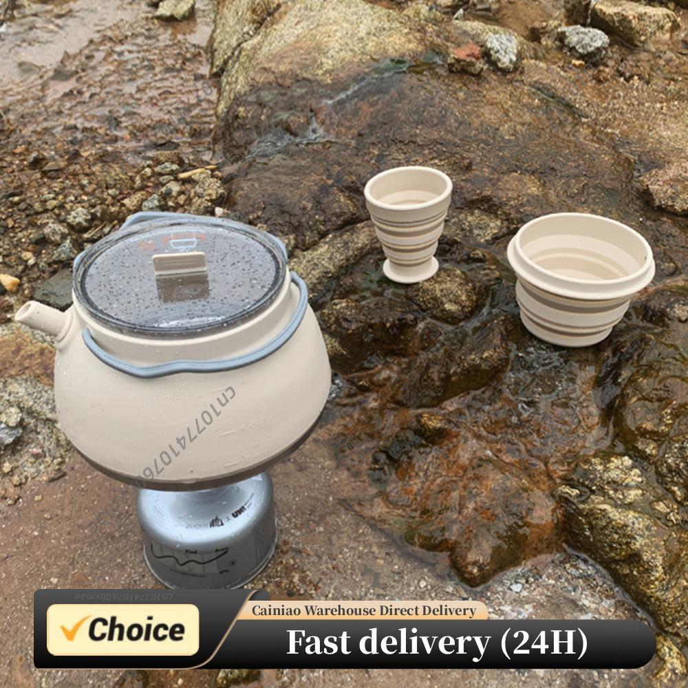 Camping Cooking Pots And Pans - Outdoor Folding Silicone Kettle Portable Mini