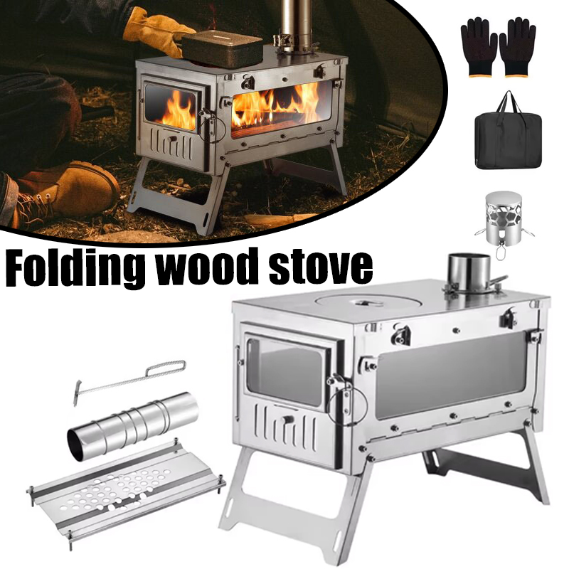 Camping Cooking Burner - 430 Stainless Steel Portable Tent Stove