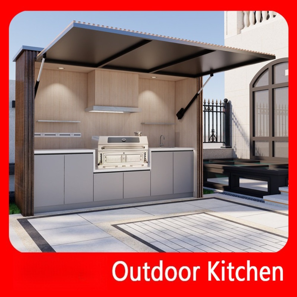 Camping Cooking And Dining Set - Mobile Outdoor Kitchen Island Foldable BBQ