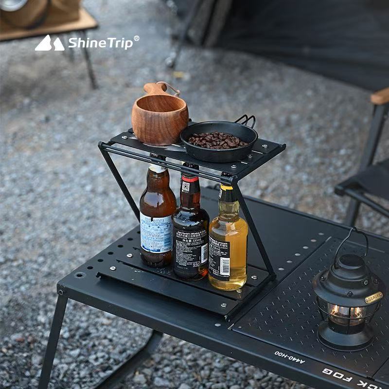 Camping Cooking Gear - ShineTrip Z-Type Foldable Camping Rack 2-Tier