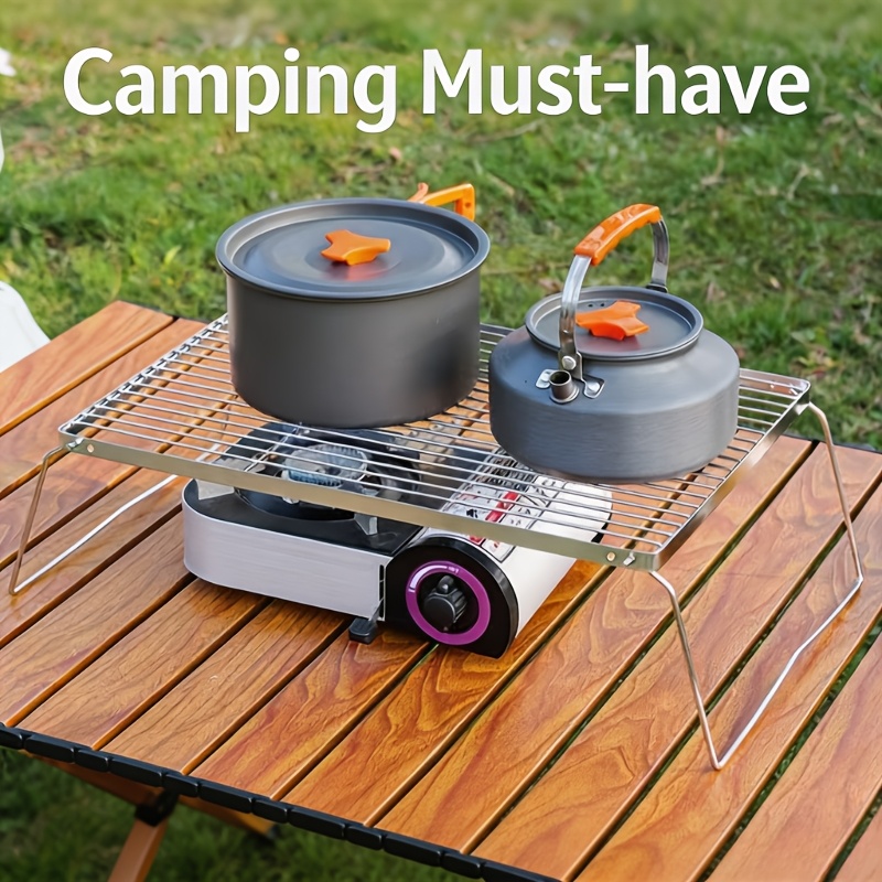 Camping Cooking Gear - Portable Foldable Stainless Campfire Stand –