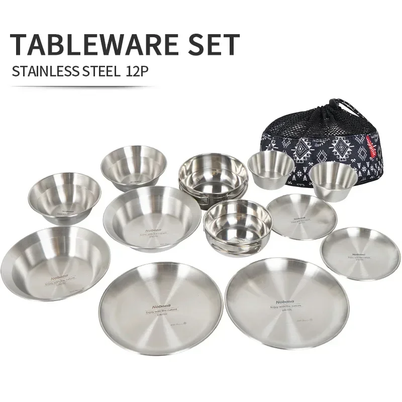 Camping Cooking And Dining Set - CLS&NOBANA 12PCS Outdoor Tableware Set Portable
