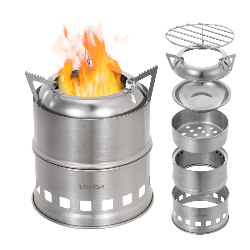 Camping Cooking Top - Lixada Stainless Steel Wood Stove Camping