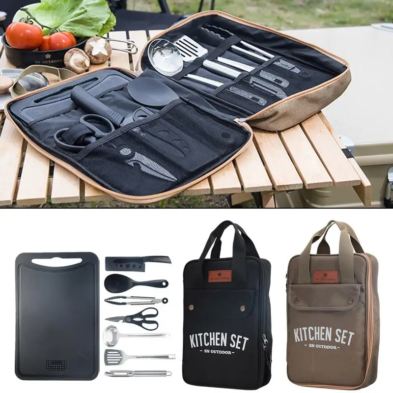 Camping Cooking And Dining Set - 8pcs Camping Kitchen Cookware Set Portable