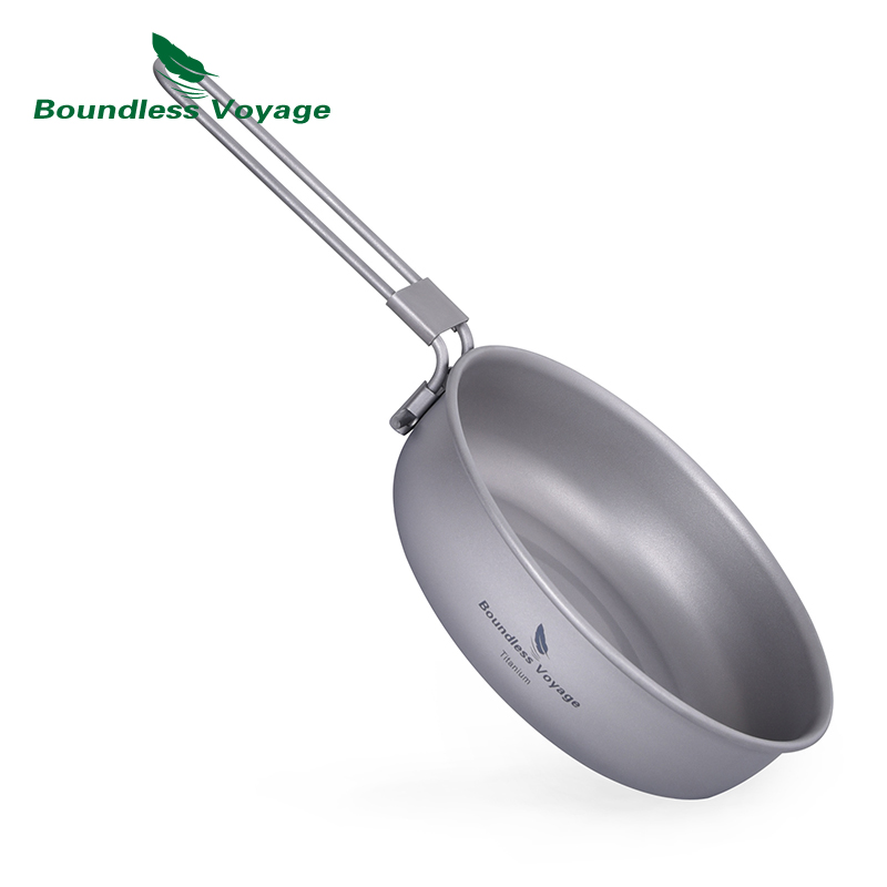 Camping Cooking Frying Pan - Boundless Voyage Ultra-light Titanium Frying Pan