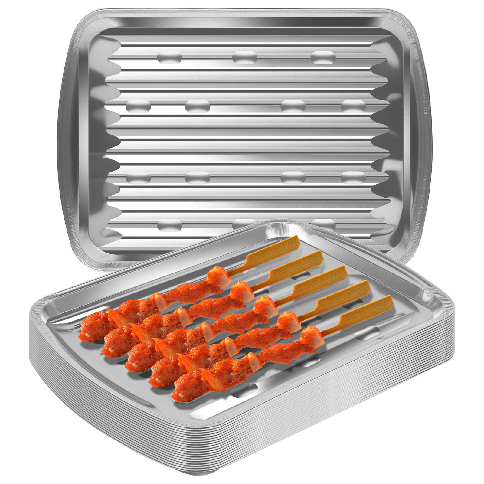 Camping Cooking Pan - Aluminum Foil Trays Non-Stick Baking Pans