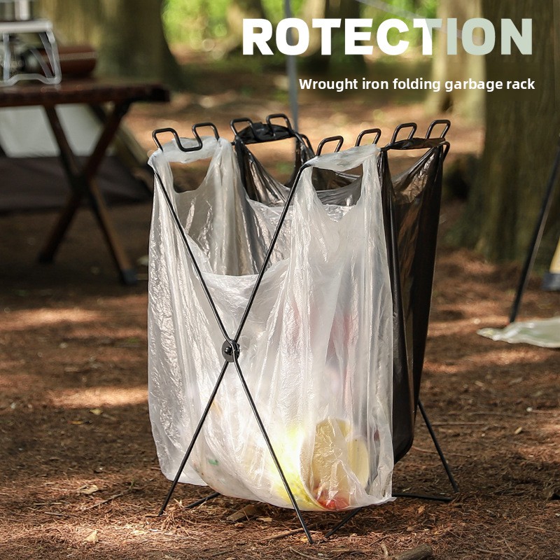 Camping Cooking Utensil Holder - Portable Folding Garbage Bag Holder, Outdoor