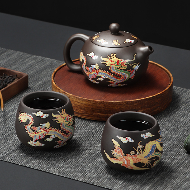 Camping Cooking Gear - 135-350ml Dragon Teapot Chinese Style Color-changing