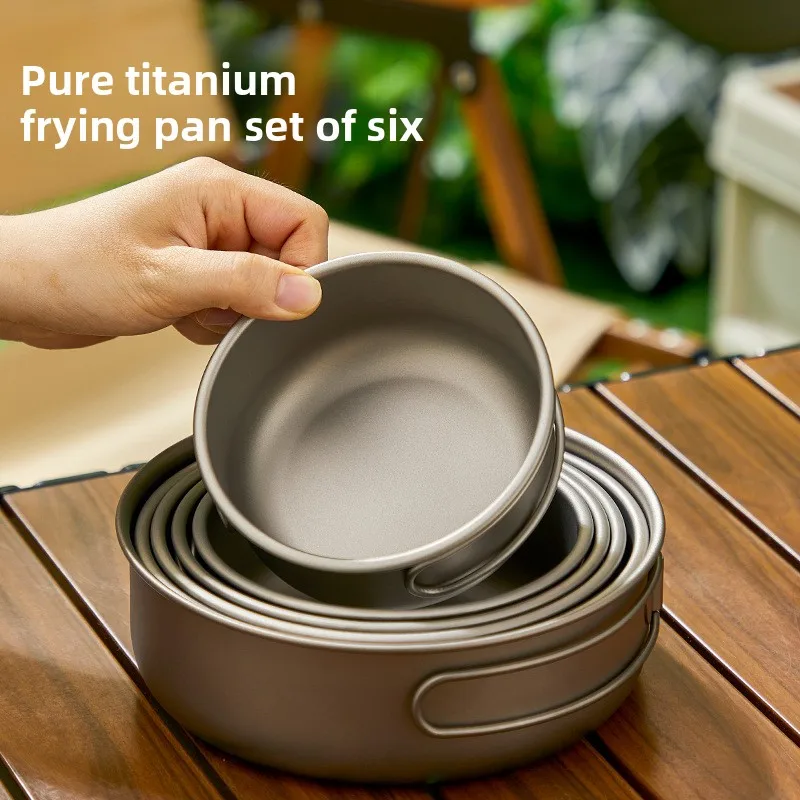 Camping Cooking Pot Set - Titanium Outdoor Pot Set Picnic Camping