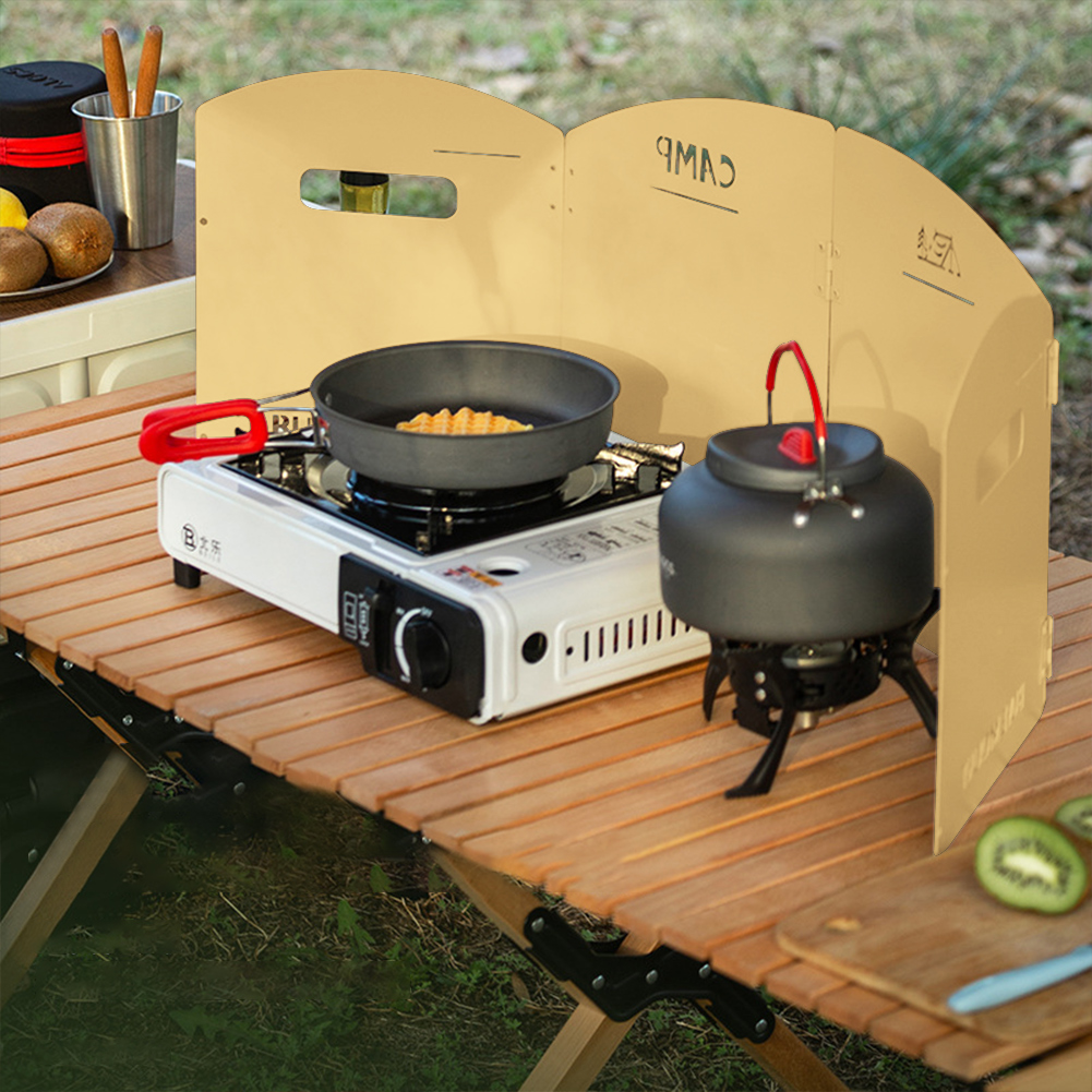 Camping Cooking Drawer - Foldable Camping Gas Stove Windshield with