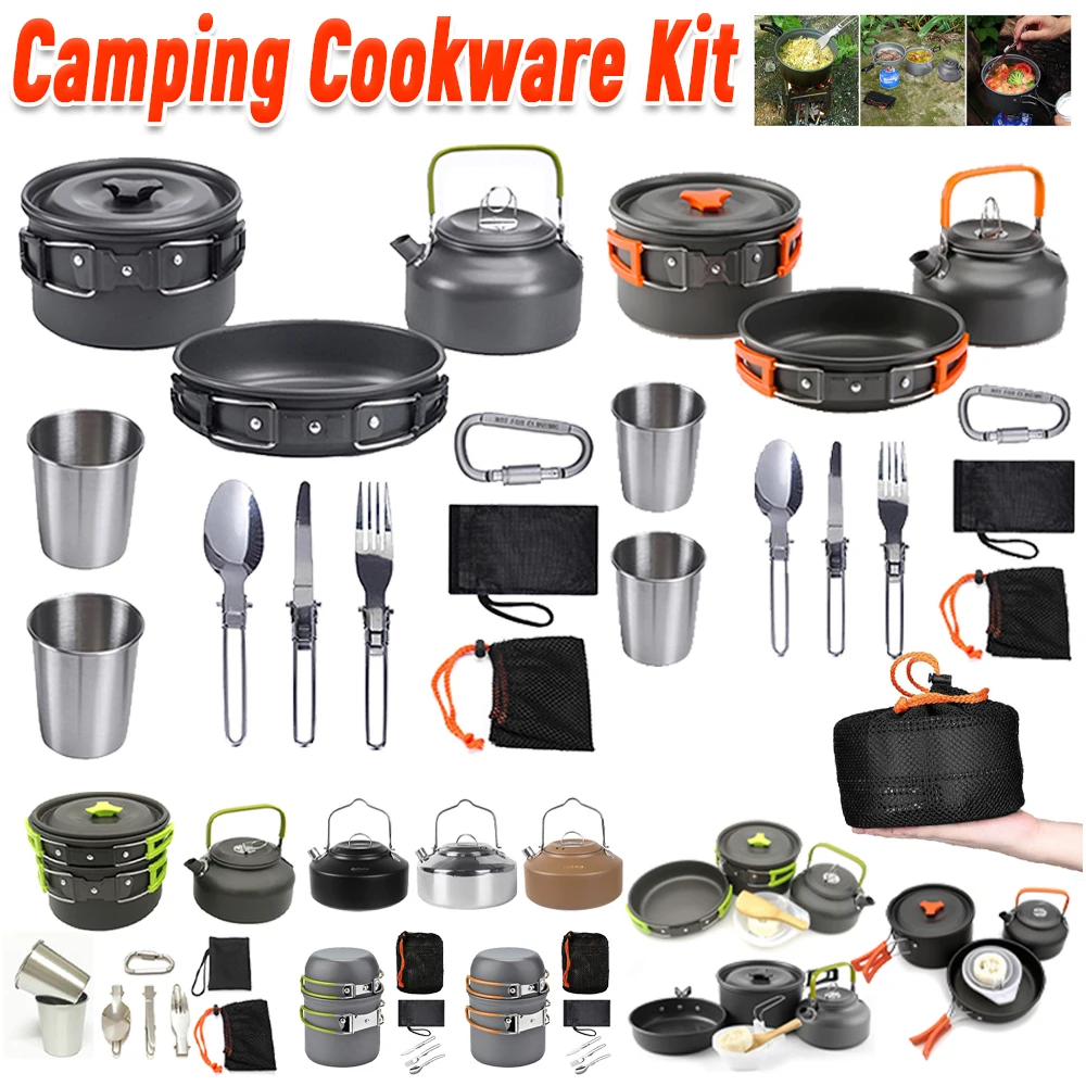 Camping Cooking Pot Set - Camping Cookware Kit Kettle Pot Pan