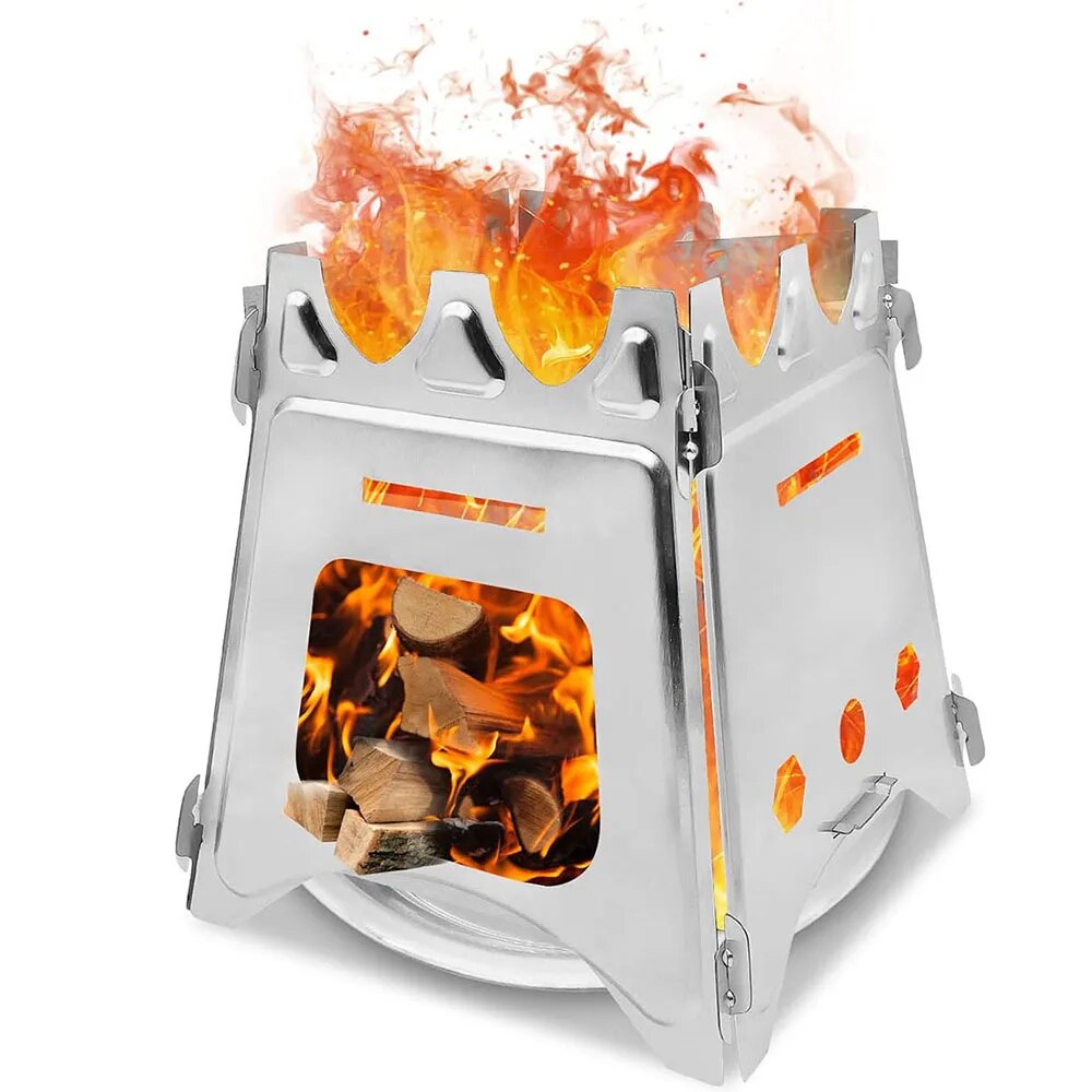 Camping Cooking Top - Portable Camping Wood Stove with Stainless