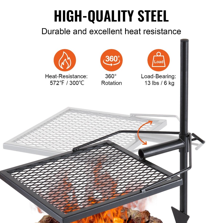 Swivel Campfire Grill for Fire - Camping Cooking Grate recension och pris