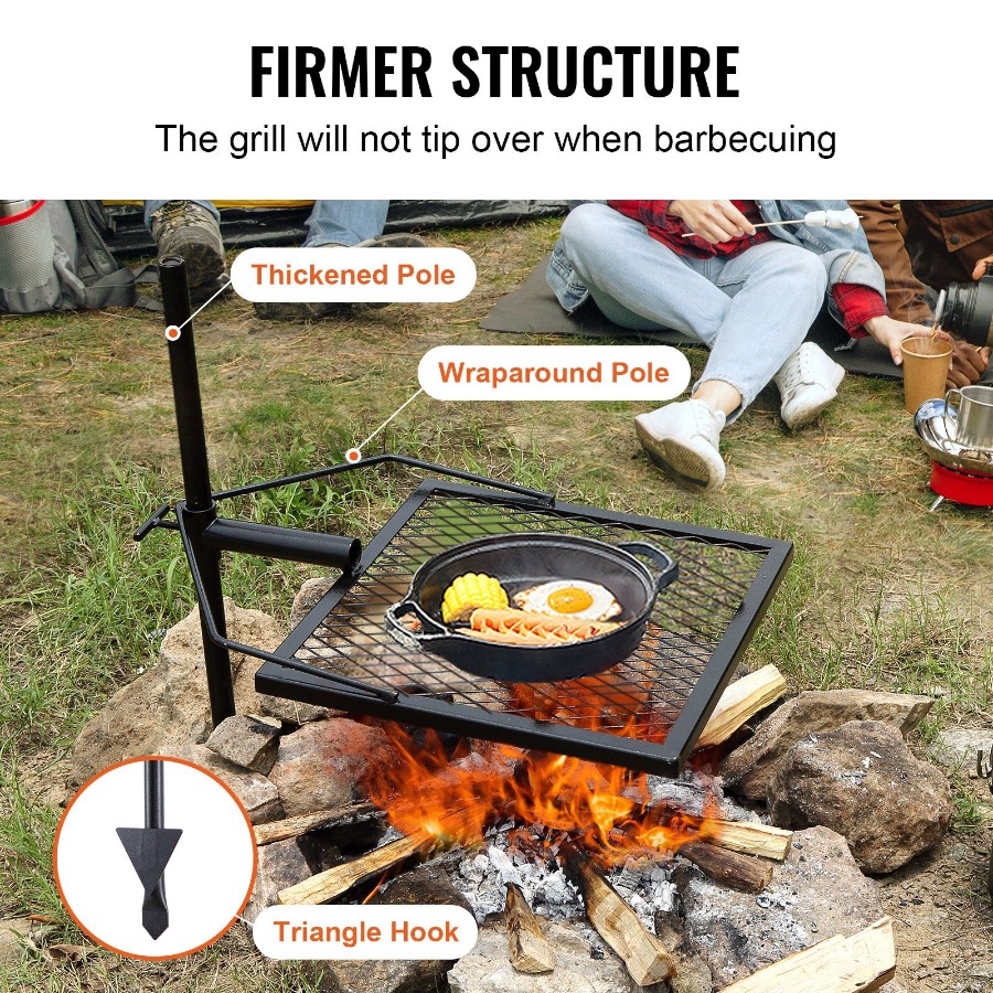 Swivel Campfire Grill for Fire - Camping Cooking Grate recension och pris