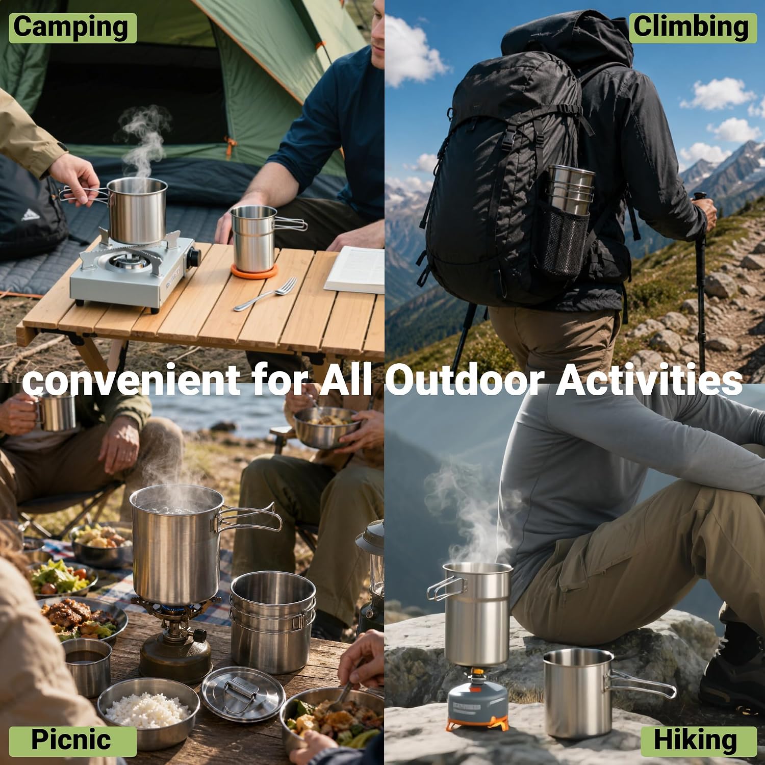 Foldable Camping Cups Mugs Cam - Camping Cooking Pot Set recension och pris