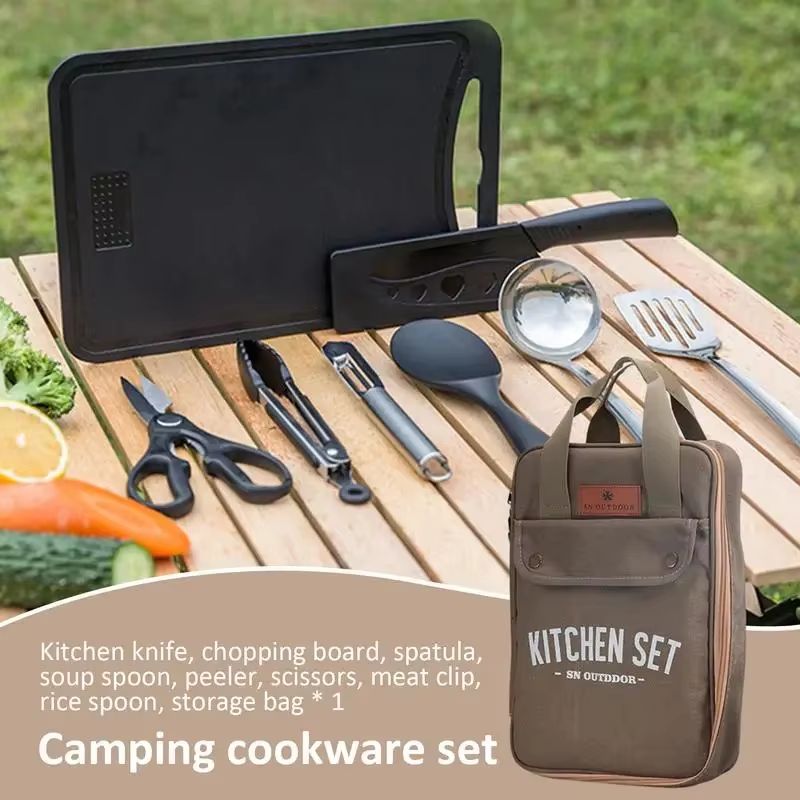 8pcs Camping Kitchen Cookware  - Camping Cooking And Dining Set recension och pris
