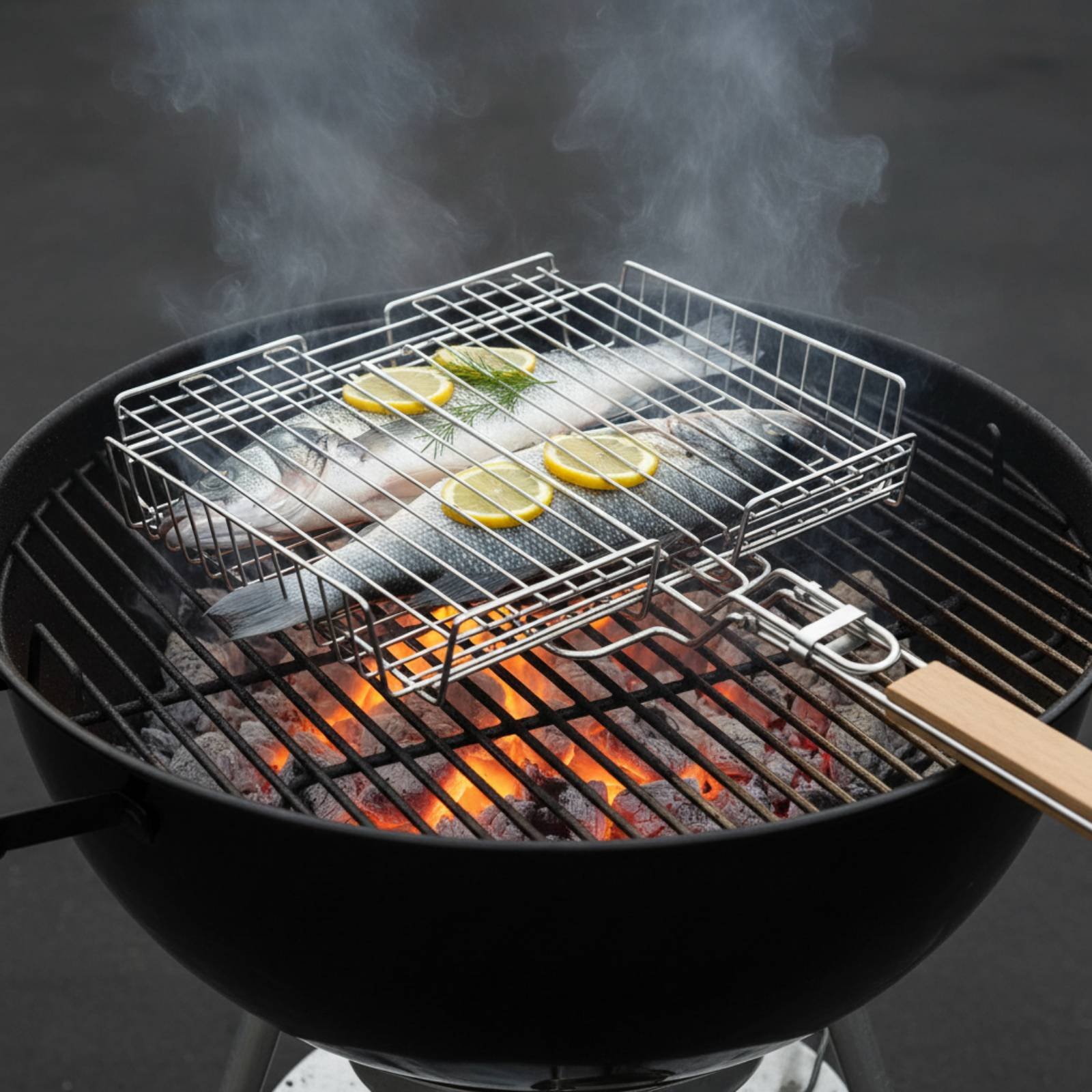 Wood Handle Grill Basket Porta - Camping Cooking Gear recension och pris