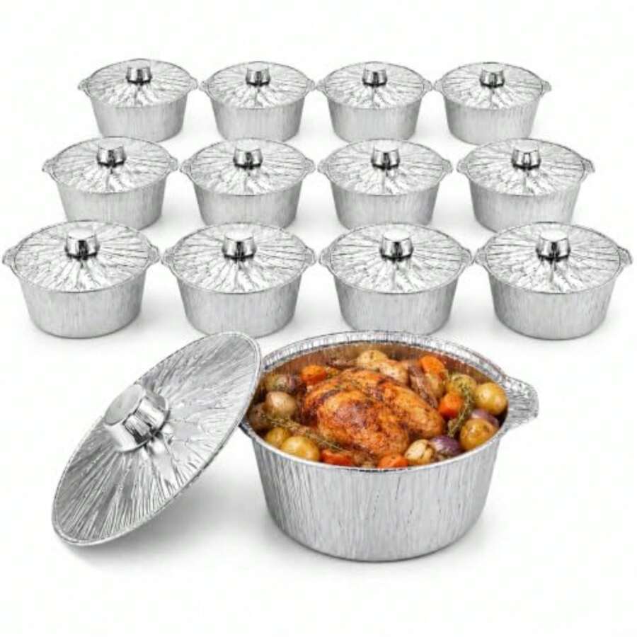 12 Pack Disposable Pot With Li - Camping Cooking Pan recension och pris