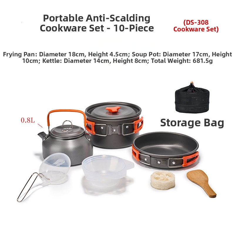 Portable Outdoor Camping 10Pcs - Camping Cooking Set Ds 308 recension och pris