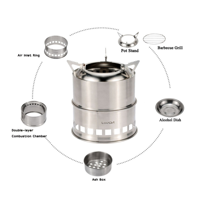 Lixada Stainless Steel Wood St - Camping Cooking Top recension och pris