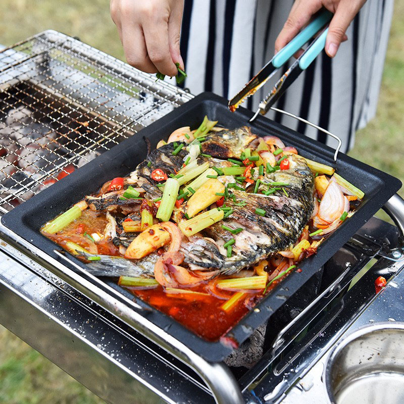 Outdoors Thick Square Grill Pa - Camping Cooking Frying Pan recension och pris