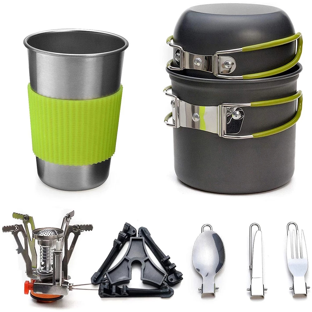 Camping Cookware Kit with Stov - Camping Cooking Pot Set recension och pris