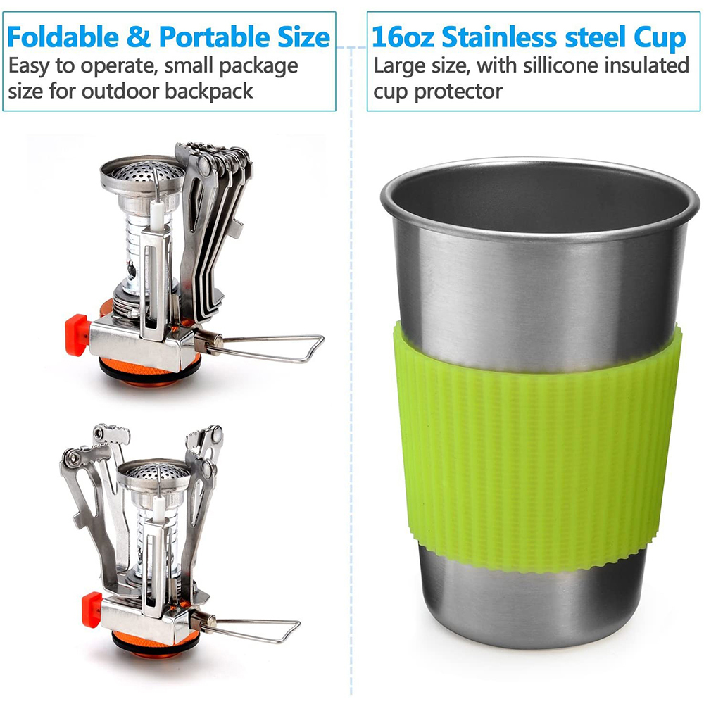 Camping Cookware Kit with Stov - Camping Cooking Pot Set recension och pris